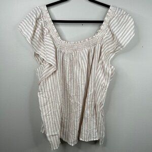 Womens tan stripped off the‎ shoulder blouse size XXL